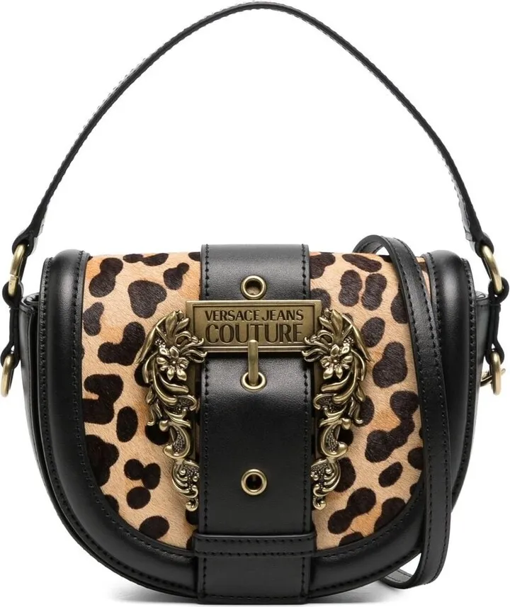 Baroque-buckle printed shoulder bag