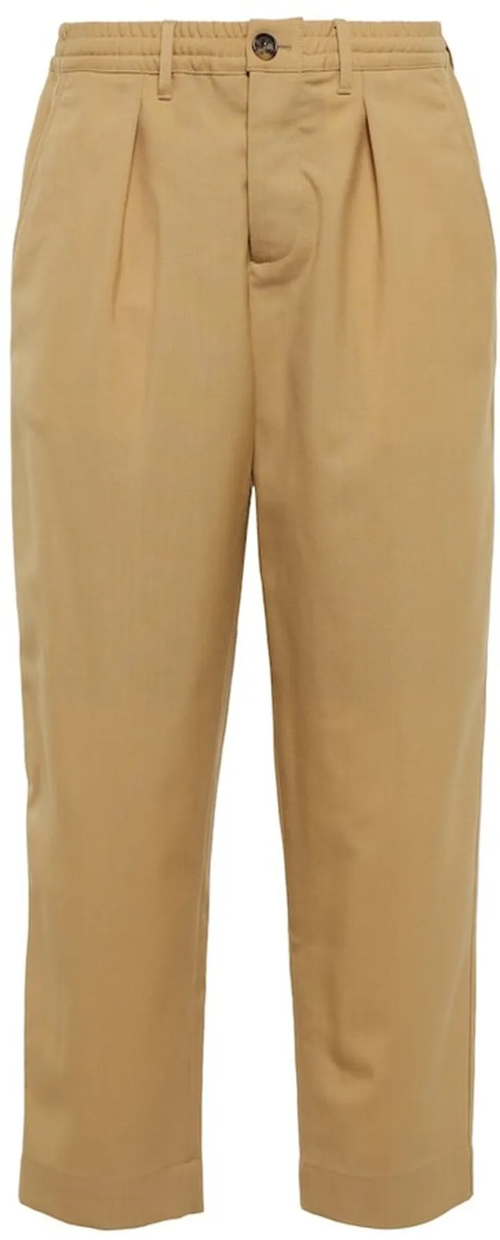High-rise pleated wool crop pants