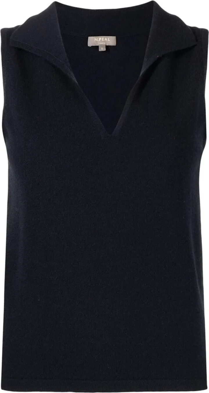 Sleeveless Organic Cashmere Polo Jumper