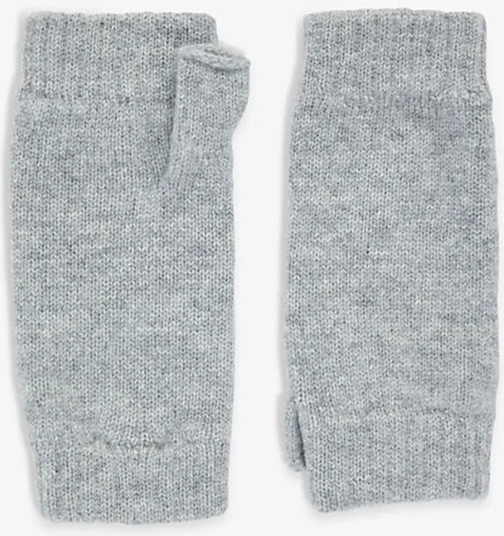 Womens Silver Ribbed-cuff Cashmere Wrist Warmers