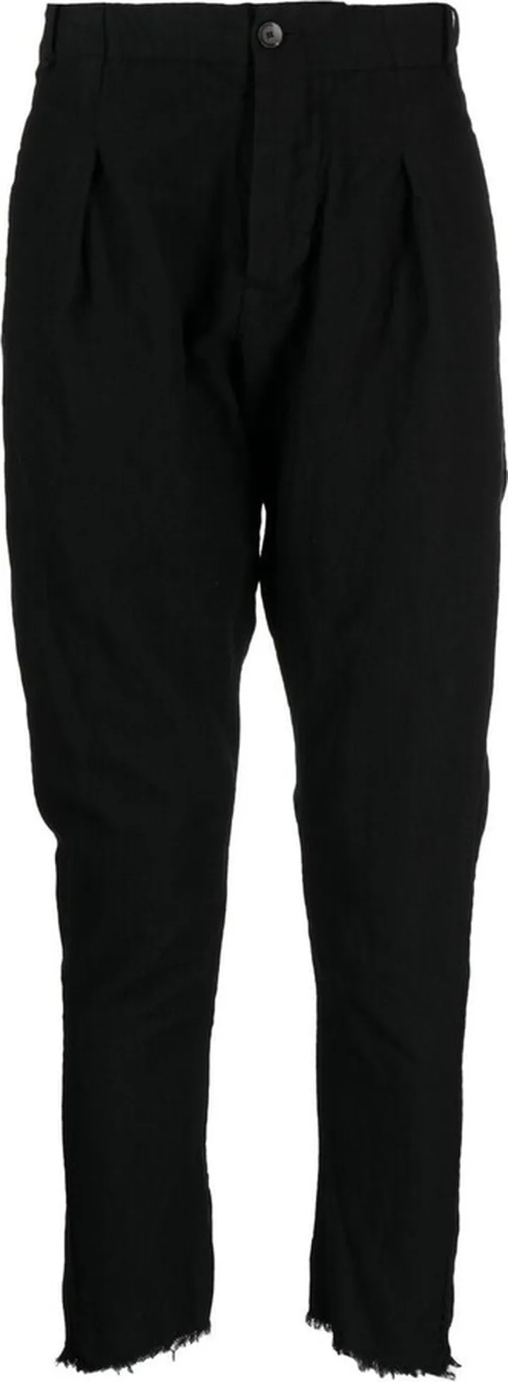 Tapered-Leg Frayed-Hem Trousers