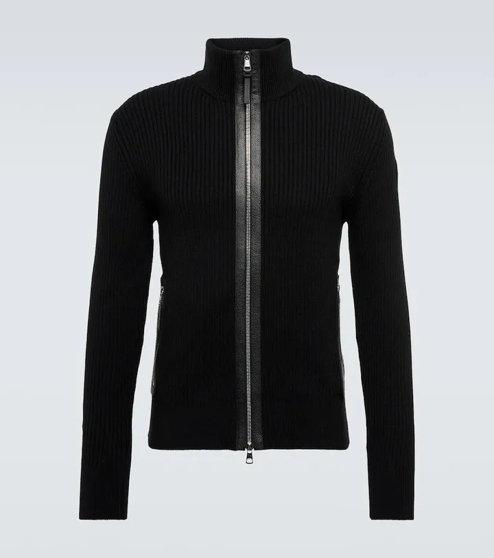 Virgin wool zip-up sweater