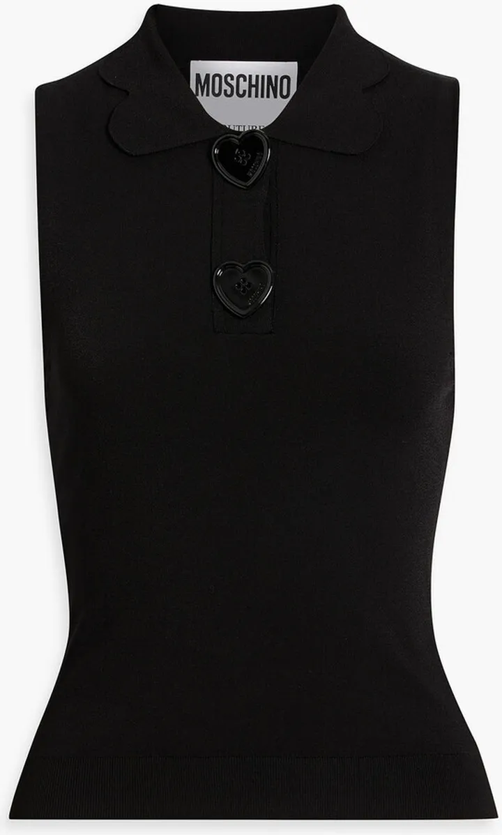 Button-embellished jersey top