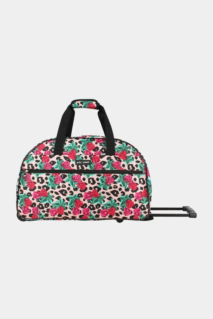 Leopard Rose Wheeled Weekender