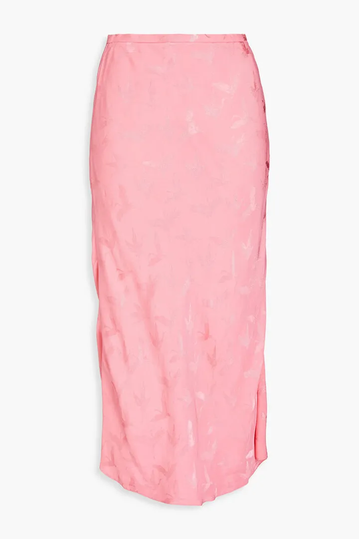 Satin-jacquard midi skirt