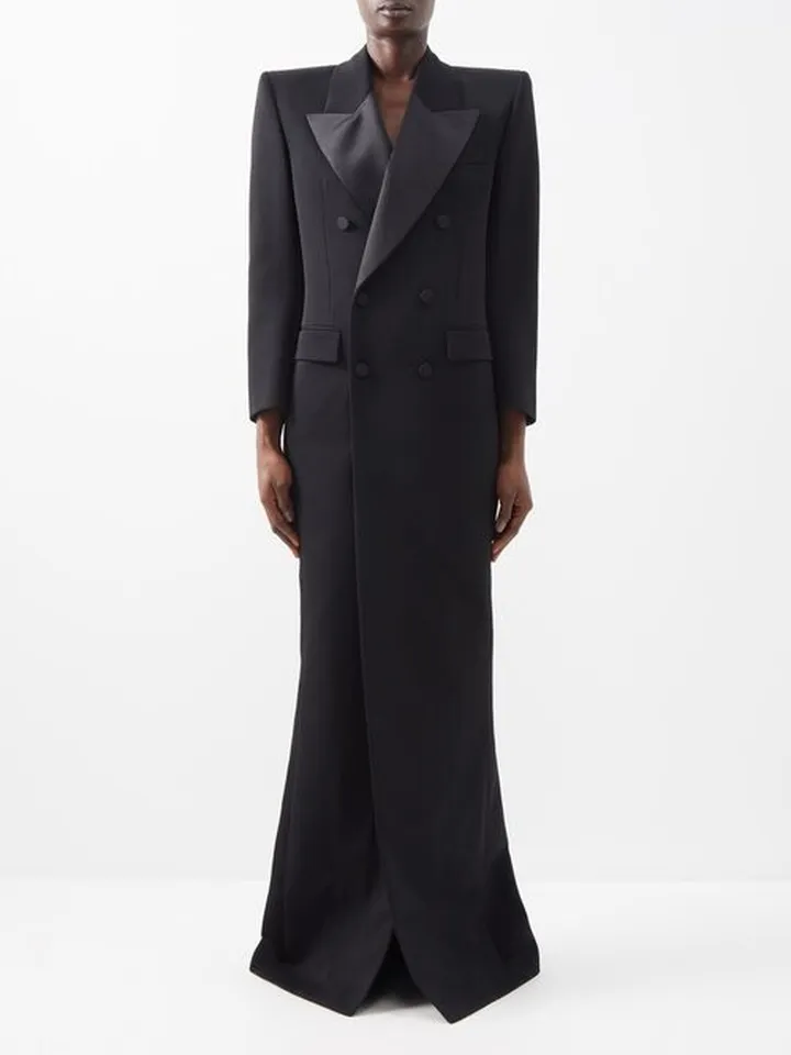 Grain De Poudre Wool Tuxedo Dress