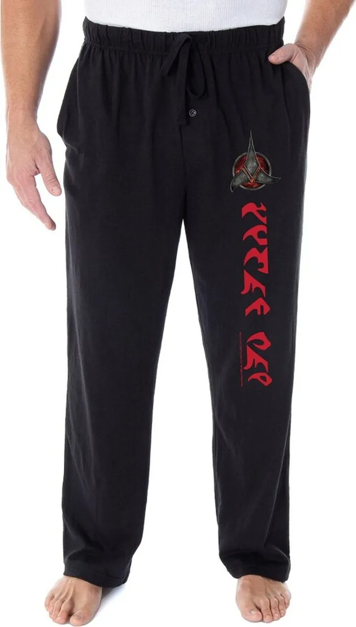 Star Trek The Next Generation Men's Klingon Tlhingan Mah Lounge Pajama Pants (XL) Black