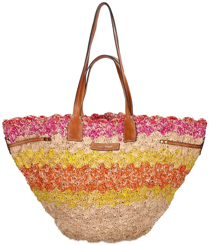 Coiba raffia & leather shoulder bag