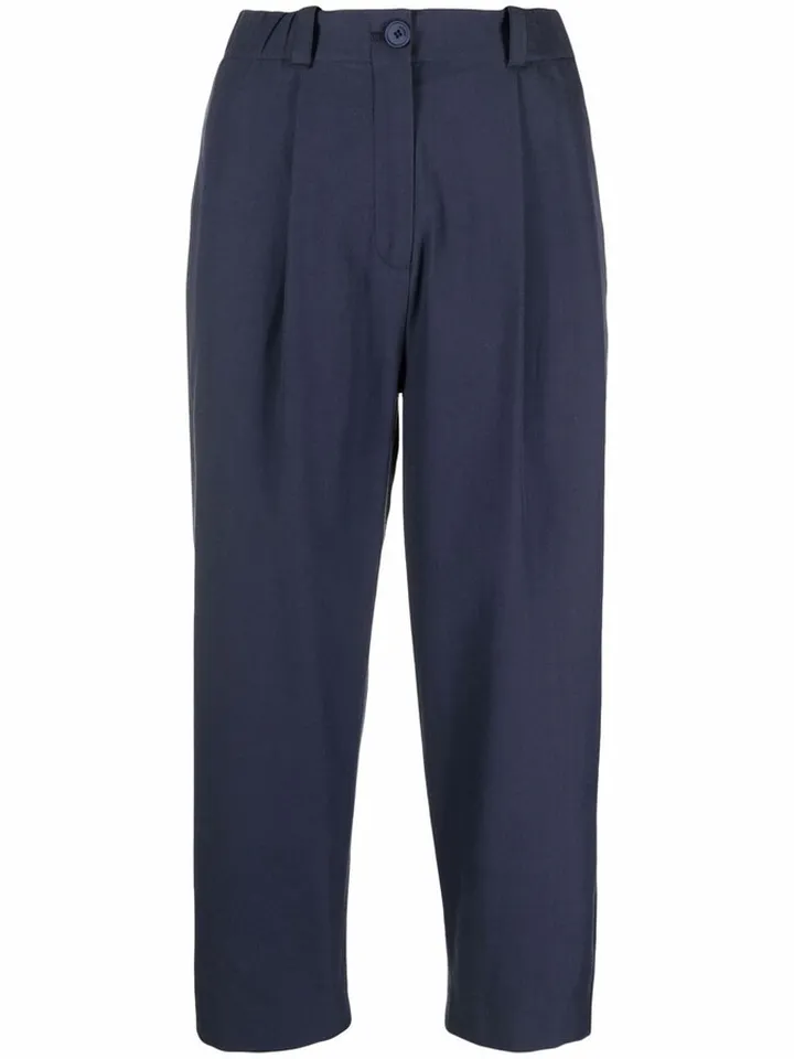 Elasticated-Waist Cropped Trousers