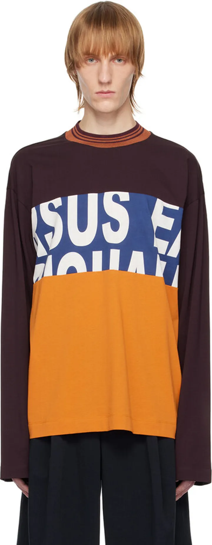 Dries Van Noten Multicolor Paneled Long Sleeve T-Shirt