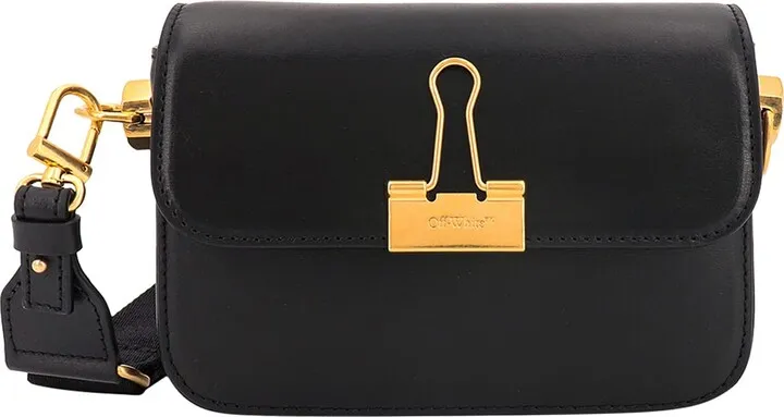 Leather shoulder bag with engraved logo