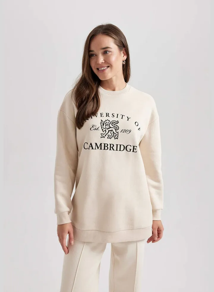 Woman Bike Neck Long Sleeve Knitted Sweat Tunic