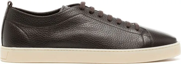 Grained-Texture Low-Top Trainers