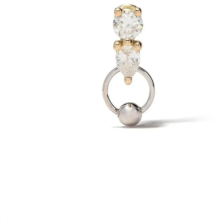18kt white and yellow gold Two in One diamond earring
