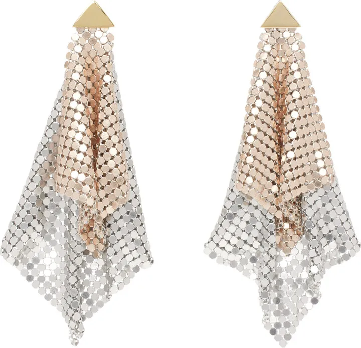 Paco Rabanne Gold & Silver Double Pixel Earrings