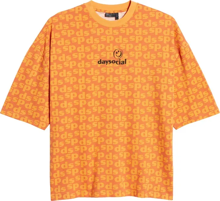 Day Social Oversize Print T-shirt