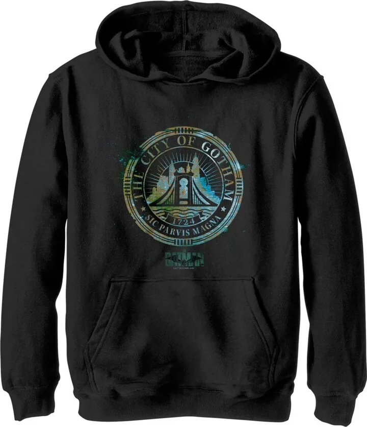 Boy's The Batman City of Gotham Pull Over Hoodie - Black - Medium
