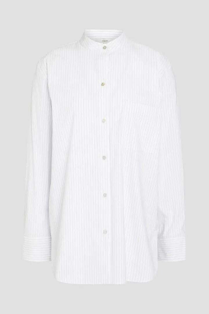 Striped cotton-blend poplin shirt