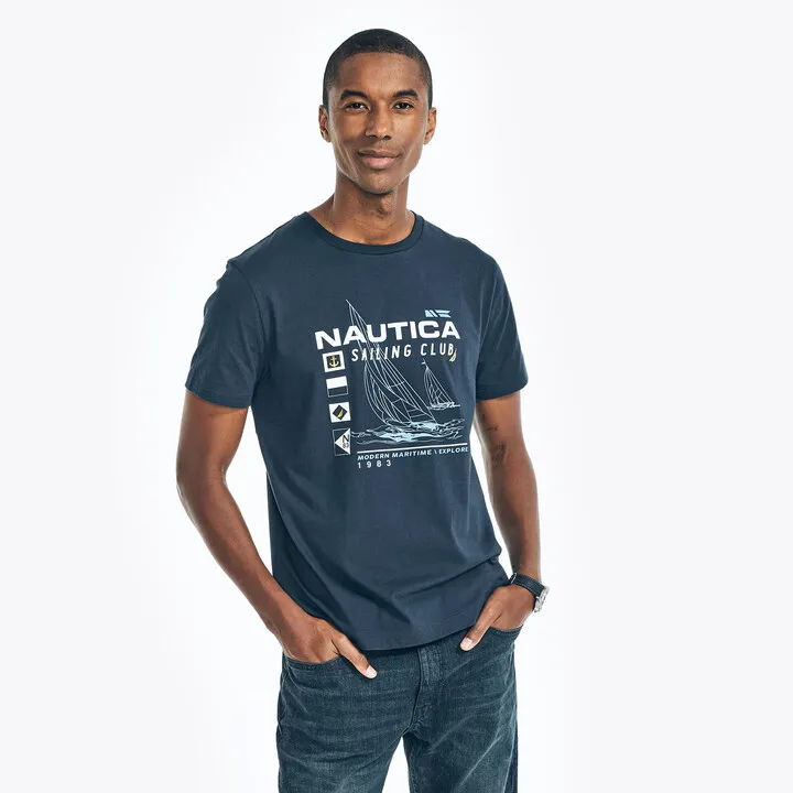 Sustainably Crafted Nautica Sailing Club Graphic T-Shirt