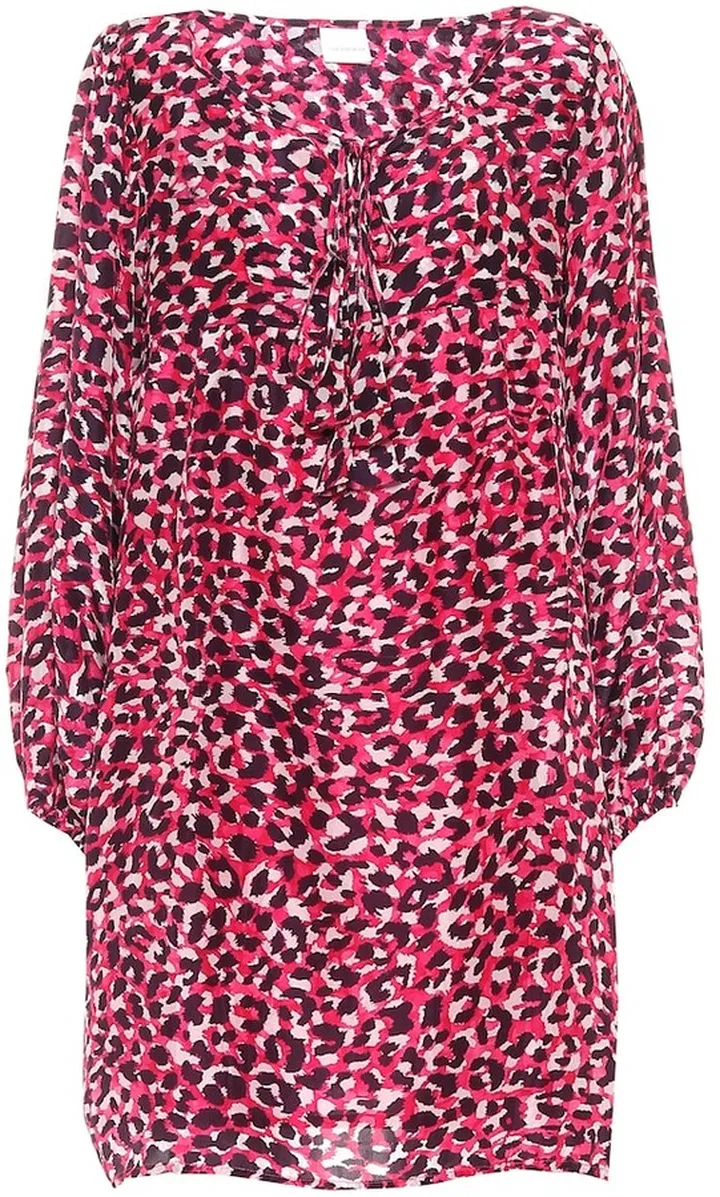 Leopard-print silk minidress