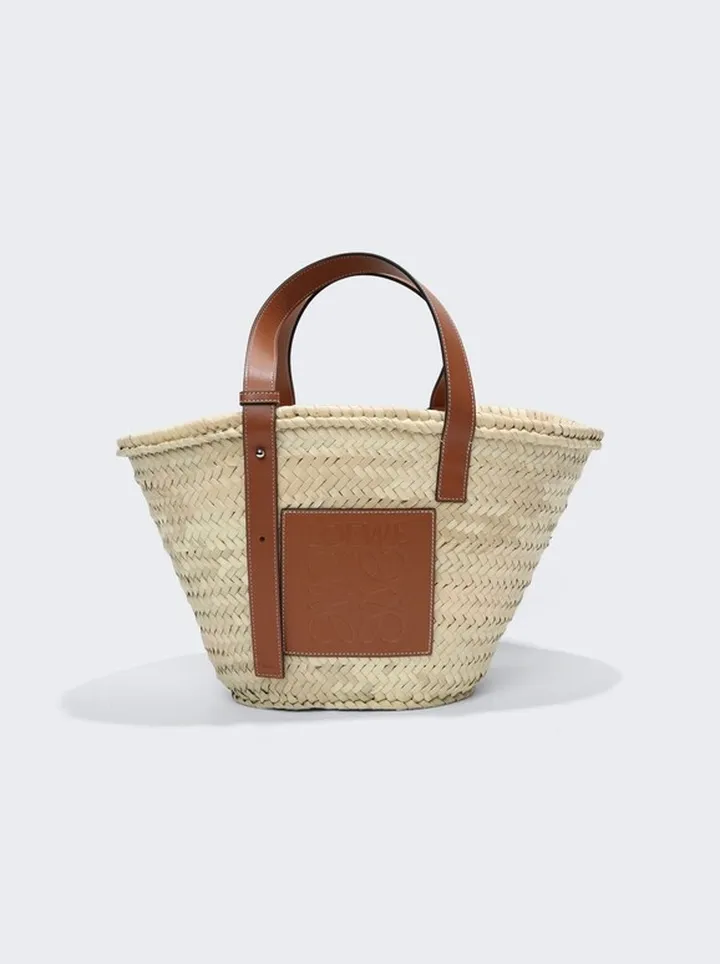 Basket Bag Natural Palm Leaf And Calfskin