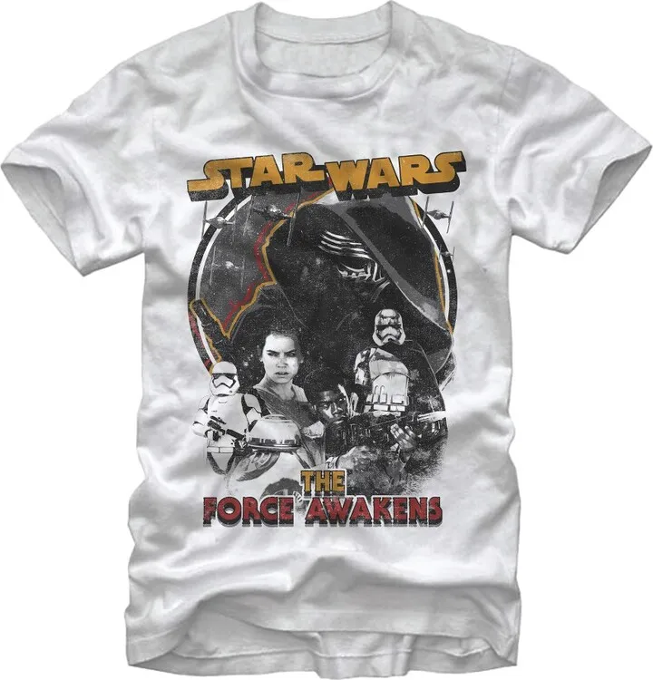 Men's Star Wars The Force Awakens Distressed T-Shirt - White - X Large