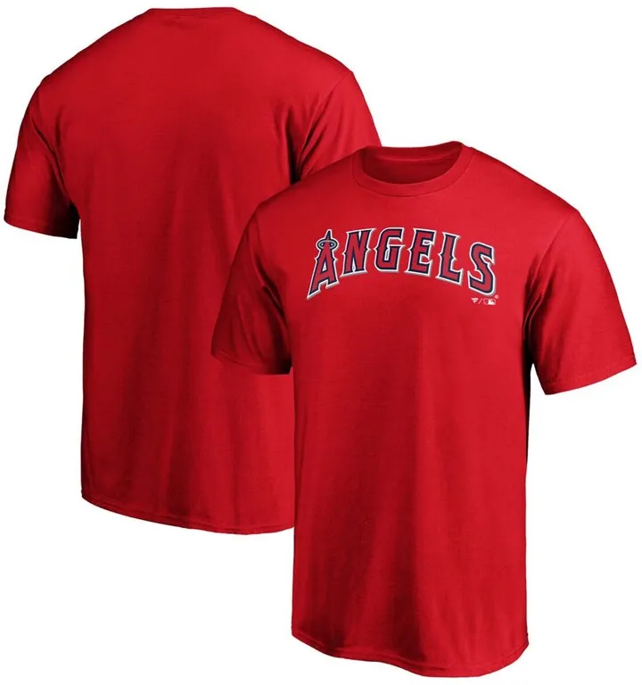 Men's Red Los Angeles Angels Official Wordmark T-shirt