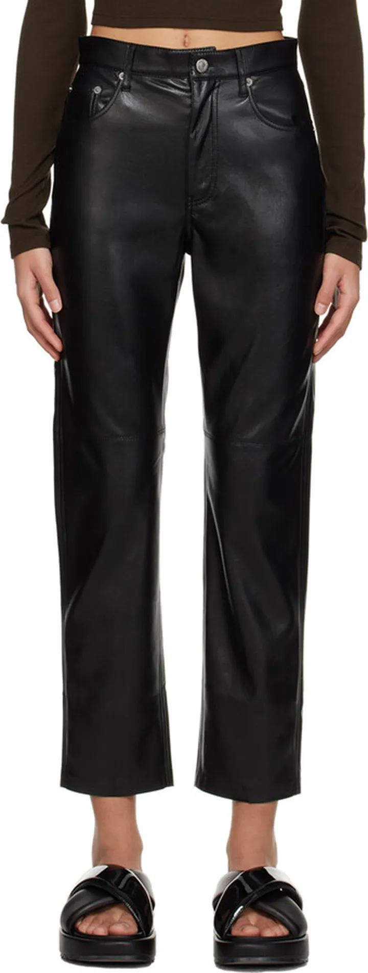 Nanushka Black Vinni Vegan Leather Trousers