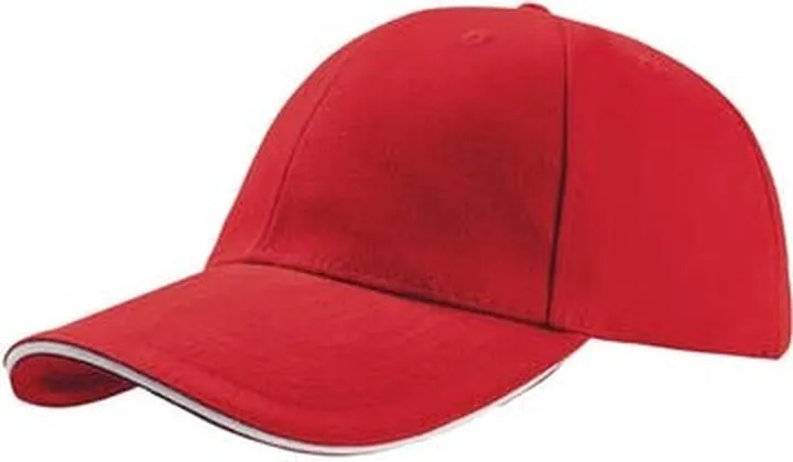 Atlantis Liberty Sandwich Heavy Brush Cotton 6 Panel Cap (Pack Of 2) - Red