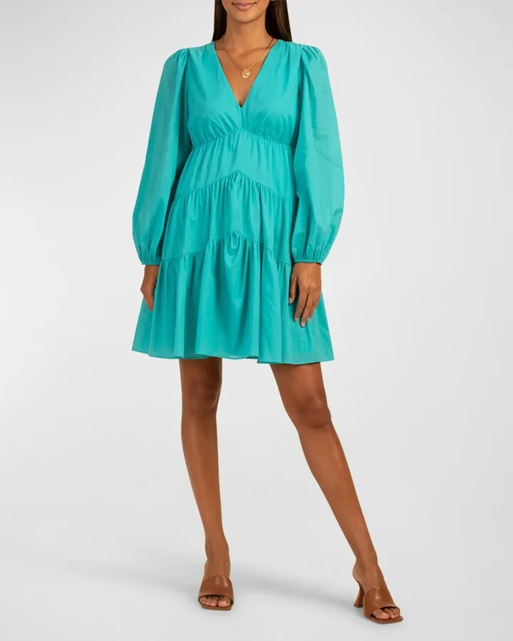 Make Merry Tiered Blouson-Sleeve Dress