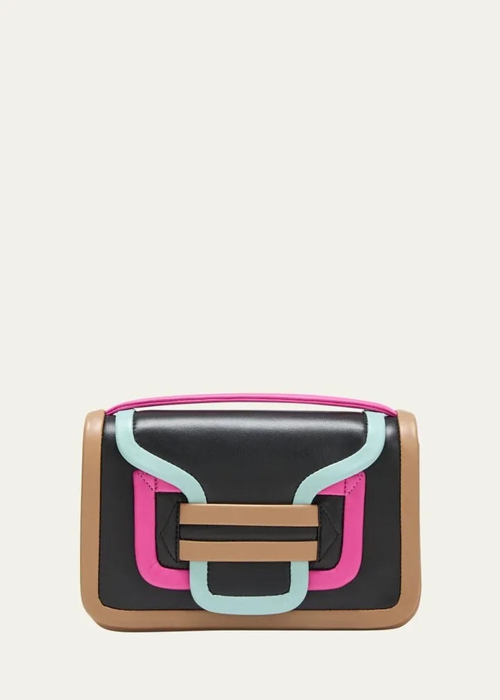 Alpha Colorblock Flap Leather Crossbody Bag