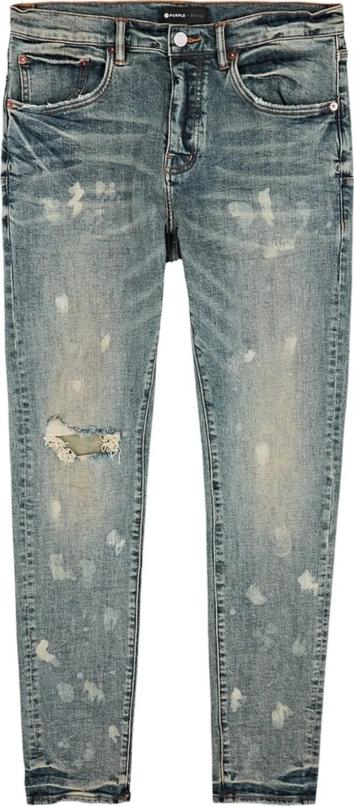 Purple Distressed Slim-leg Jeans