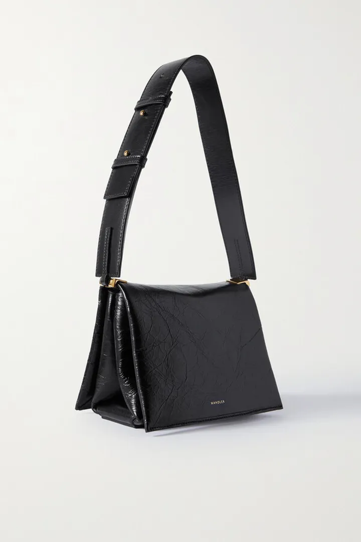 Wandler - Uma Box Cracked-leather Shoulder Bag - Black