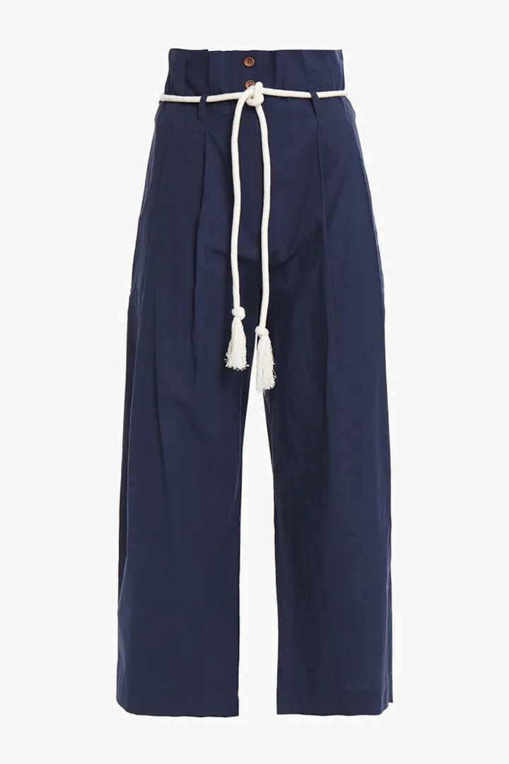 Nardo cropped belted cotton-poplin wide-leg pants