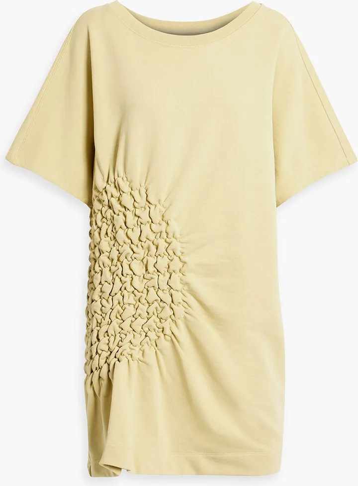 Smocked French cotton-terry mini dress