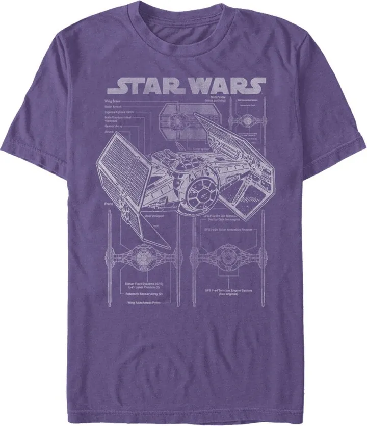 Men's Star Wars TIE Fighterprint T-Shirt - Purple - Small