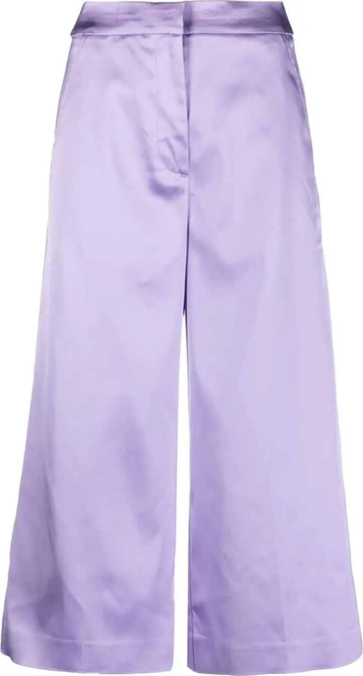 High-Waist Satin Cropped Trousers