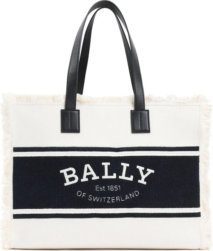 Logo Embroidered Fringed Tote Bag
