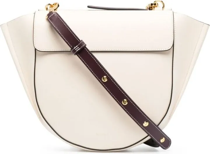 'hortensia' White Medium Crossbody Bag With Logo In Leather Woman