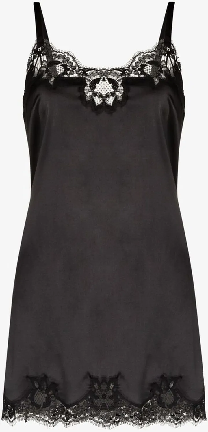Black Lace Trim Nightdress