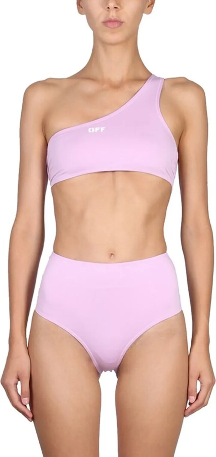 Off-White Logo Printed One Shoulder Bikini