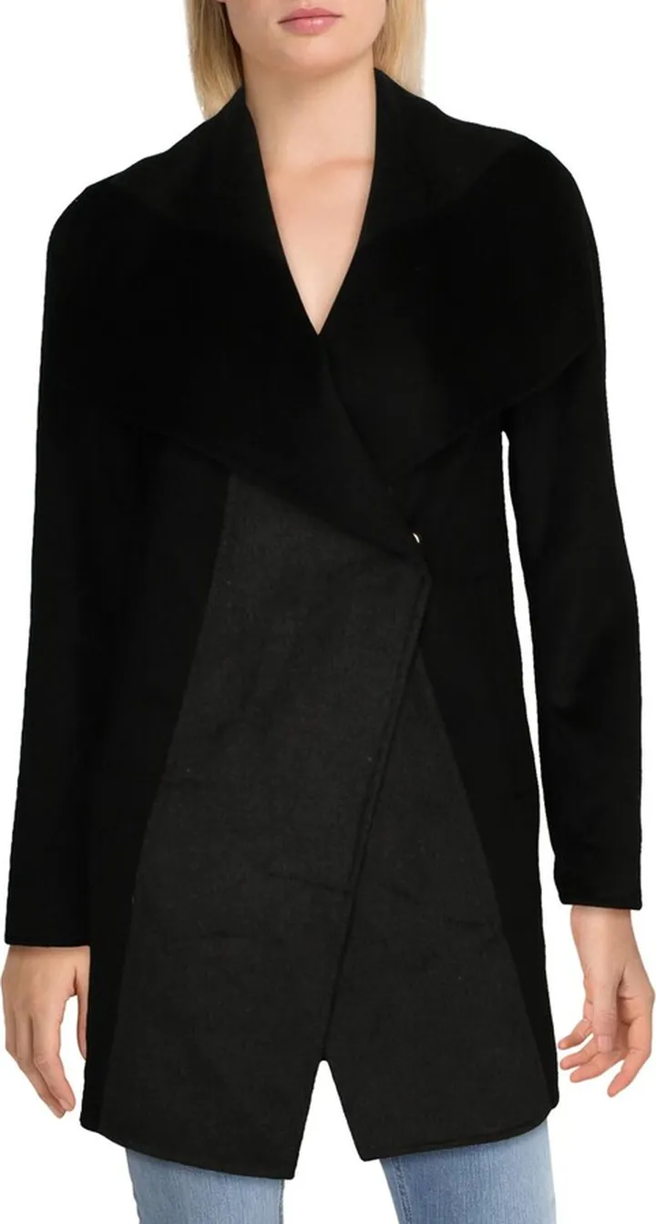 Nikki Womens Wool Blend Wrap Coat Wool Coat