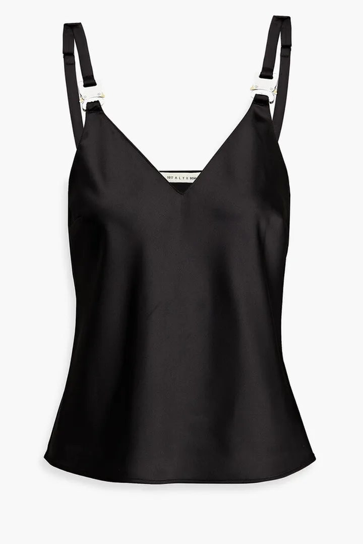 Buckle-detailed satin tank