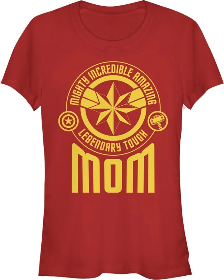 Junior's Marvel Mother's Day Mighty Mom Badge T-Shirt - Red - Large