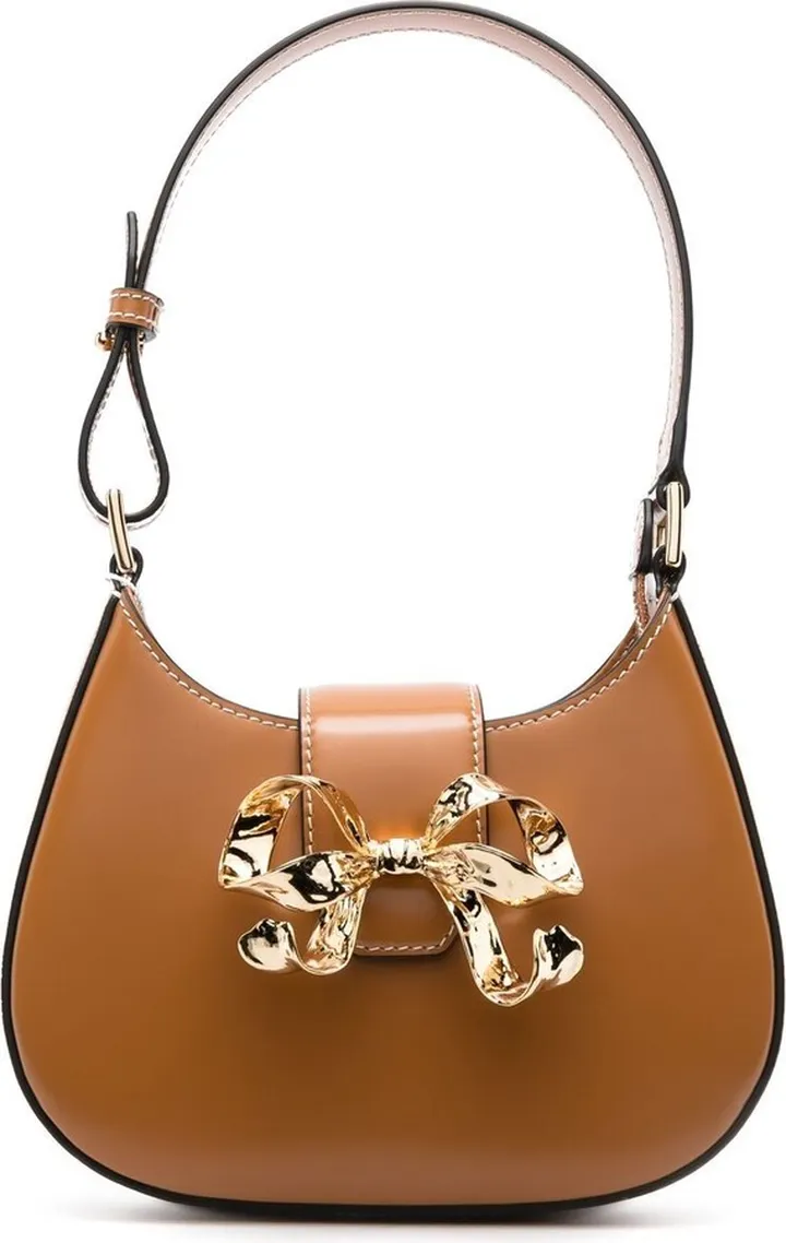 Bow-Detail Leather Shoulder Bag