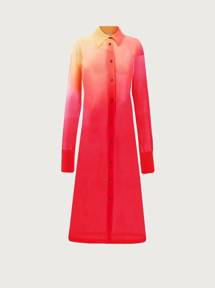 Ferragamo Women Long button-down shirt dress Red