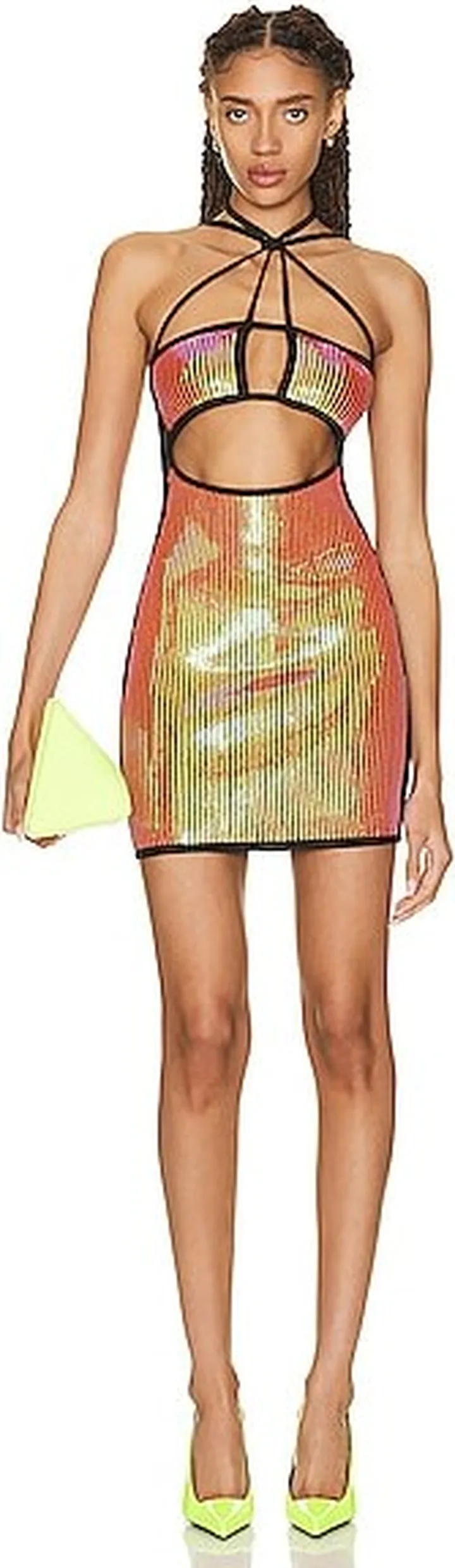 David Koma Bra & Straps Sequin Dress in Orange