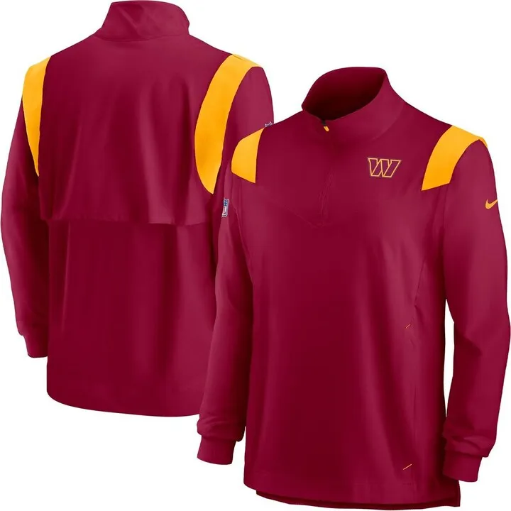 Men's Nike Burgundy Washington Commanders Sideline Coach Chevron Lockup Quarter-zip Long Sleeve Top