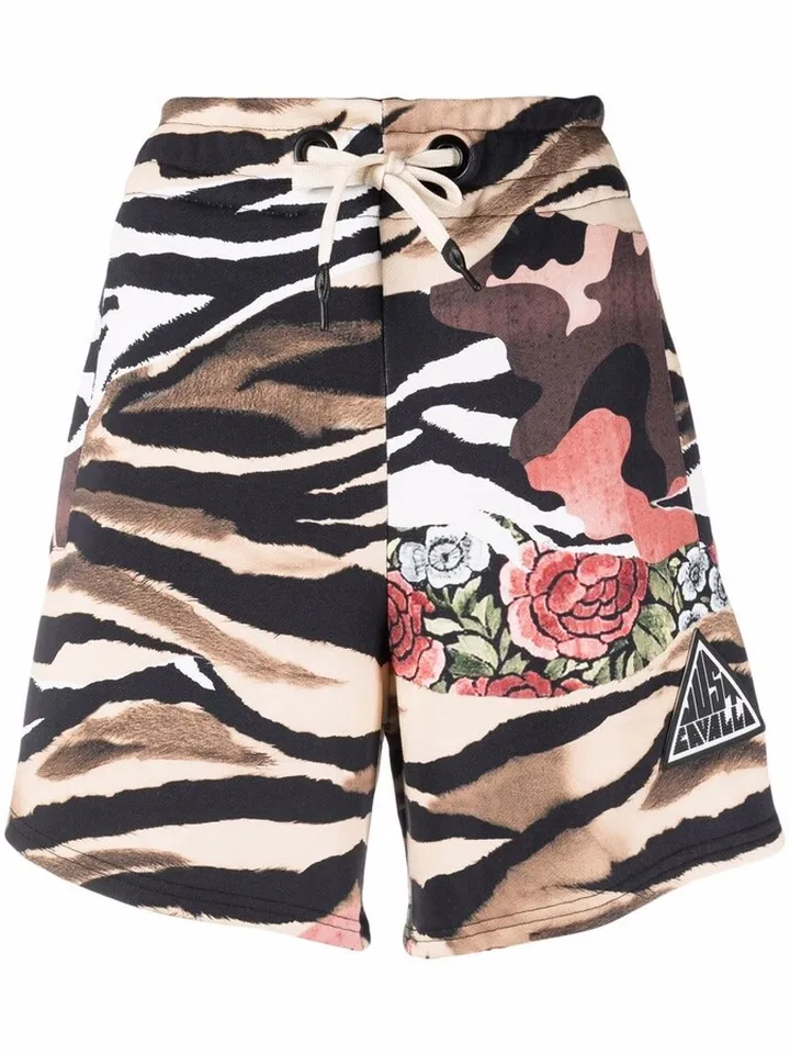 Tiger-Print Cotton Shorts