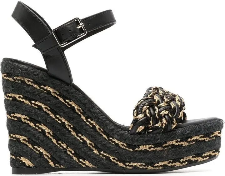 Black And Gold Joaquina Wedge Espadrille
